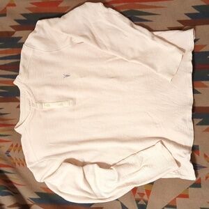 All Saints Men's Thermal Longsleeve Henley, Ivory, Size S